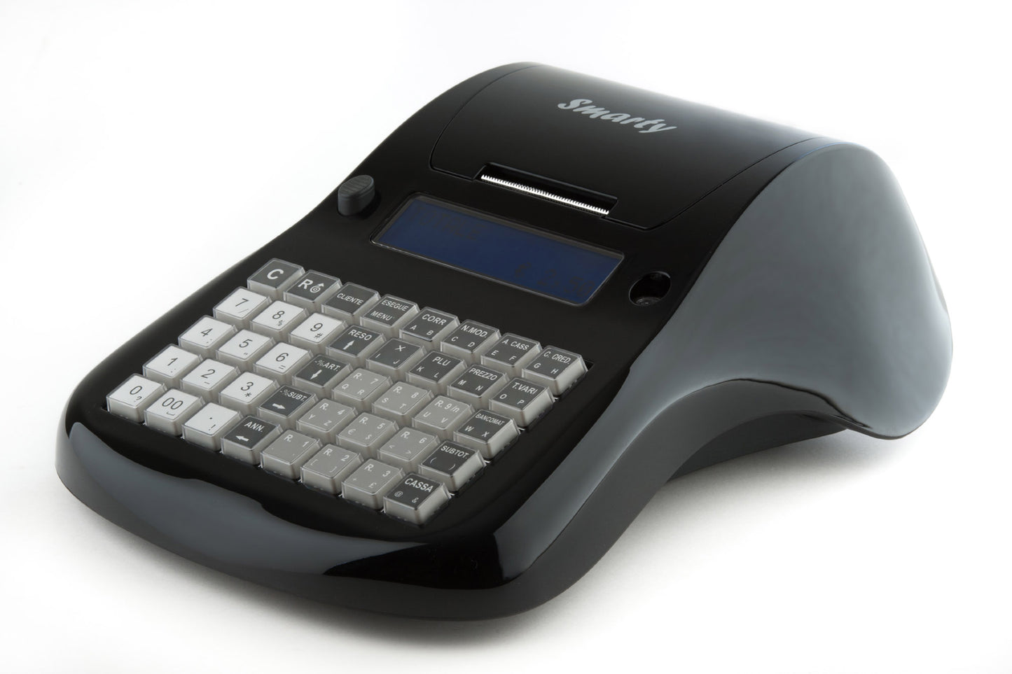 Profilo laterale del registratore Smarty Plus con design compatto ed elegante di colore nero