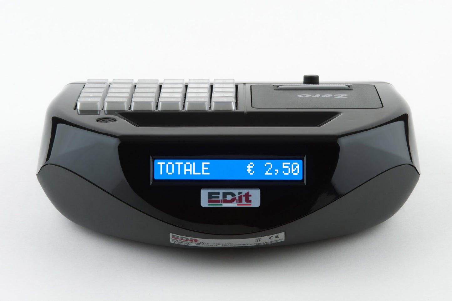 Retro del registratore Zero Plus nero con display