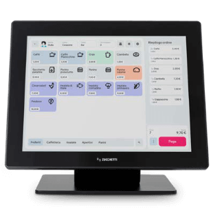 Vista frontale del POS ZW1 Italretail con Windows 10 e display antiriflesso 15”