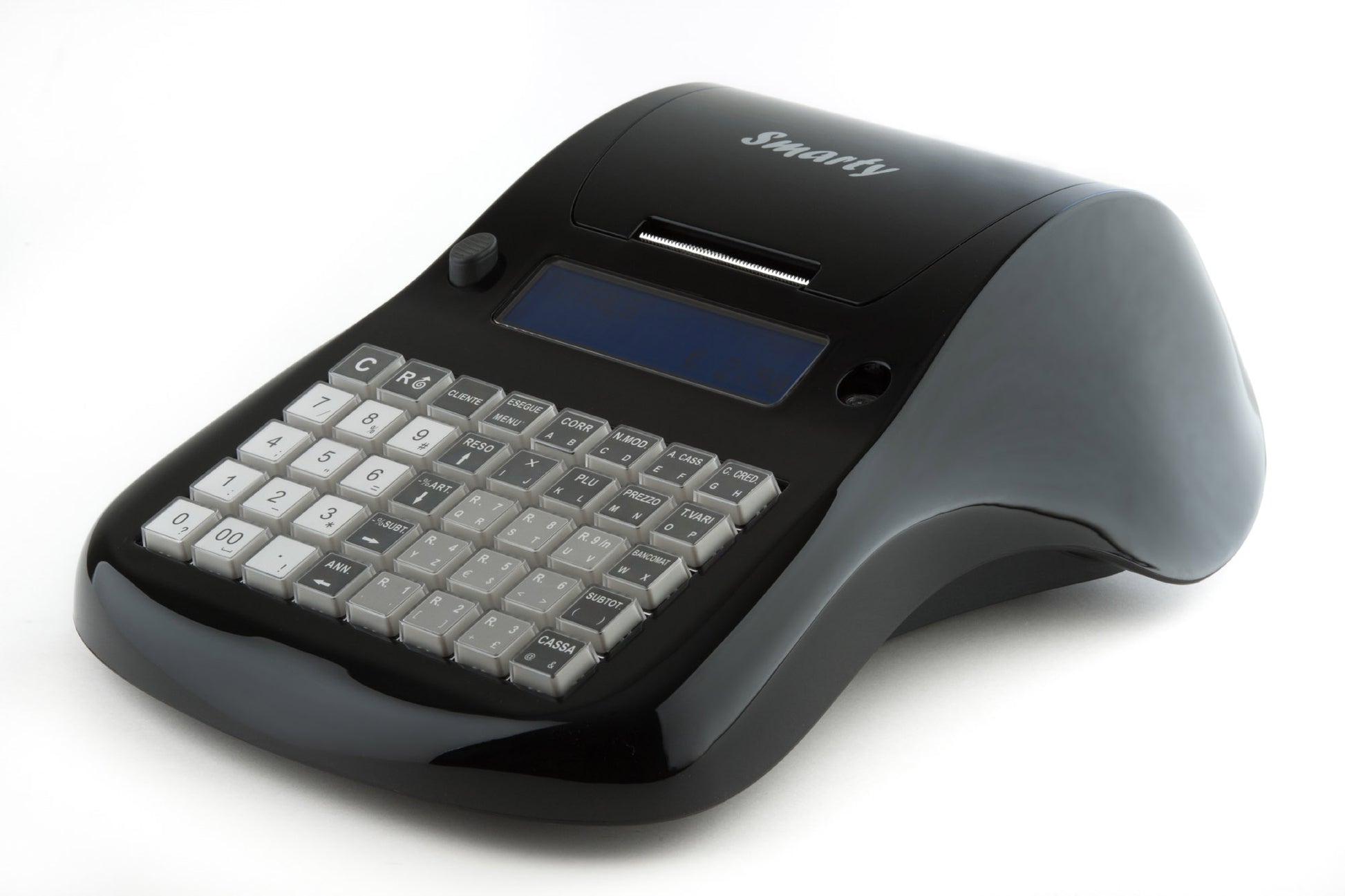 Profilo laterale del registratore Smarty Plus con design compatto ed elegante di colore nero