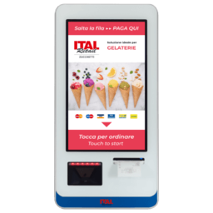 Totem self-service ITALKIOSK 220SRT visto frontalmente