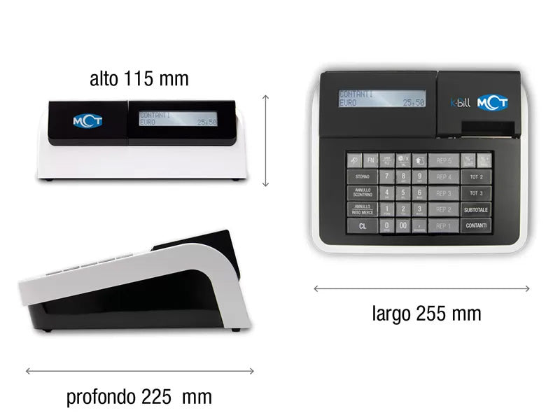 Dimensioni del K-BILL RT – altezza, larghezza e profondità del registratore telematico