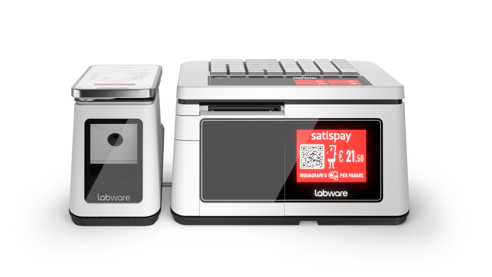 Registratore smaRT con lettore QR integrato e pagamento tramite Satispay attivo sul display