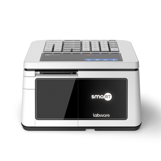 Vista posteriore del Labware smaRT con logo e stampante integrata