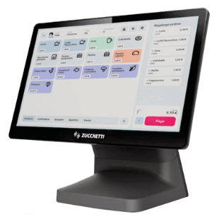 Sistema di cassa ZA2 POS Italretail – Vista frontale con schermo touch da 15.6” Android